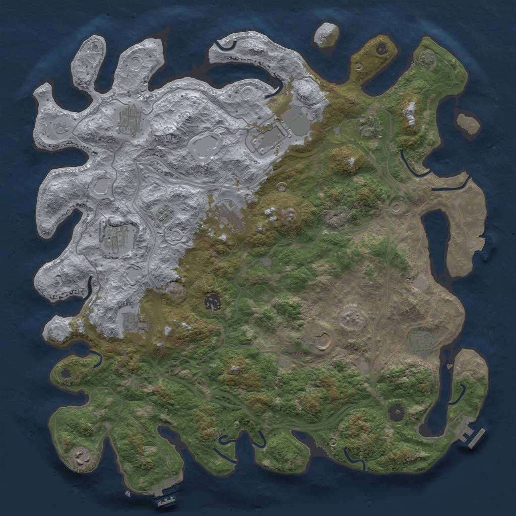 Rust Map: Procedural Map, Size: 4500, Seed: 727832145, 19 Monuments