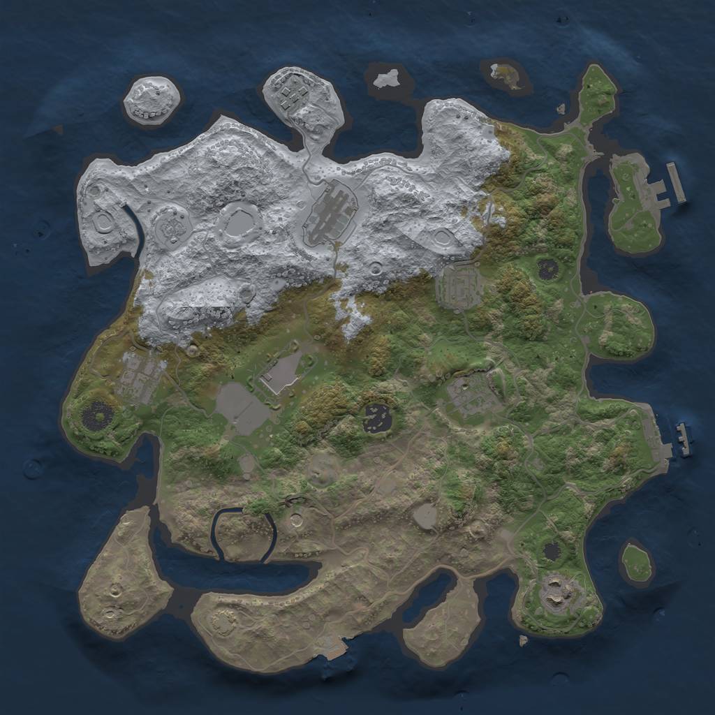 Rust Map: Procedural Map, Size: 3500, Seed: 526246955, 16 Monuments