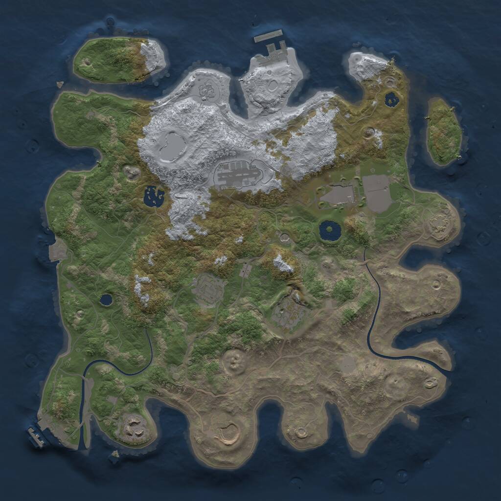 Rust Map: Procedural Map, Size: 3500, Seed: 2050134758, 13 Monuments