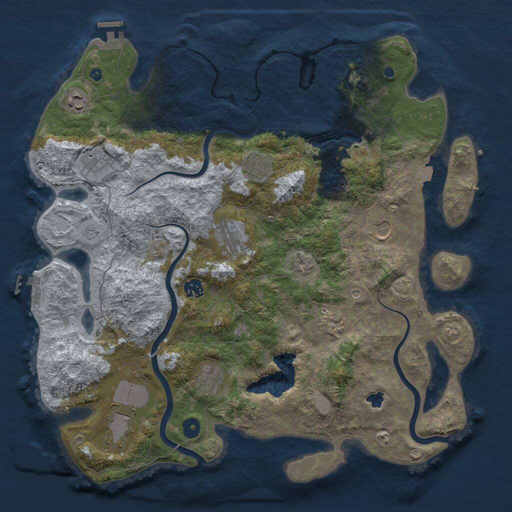 Rust Map: Procedural Map, Size: 4000, Seed: 2043001791, 16 Monuments