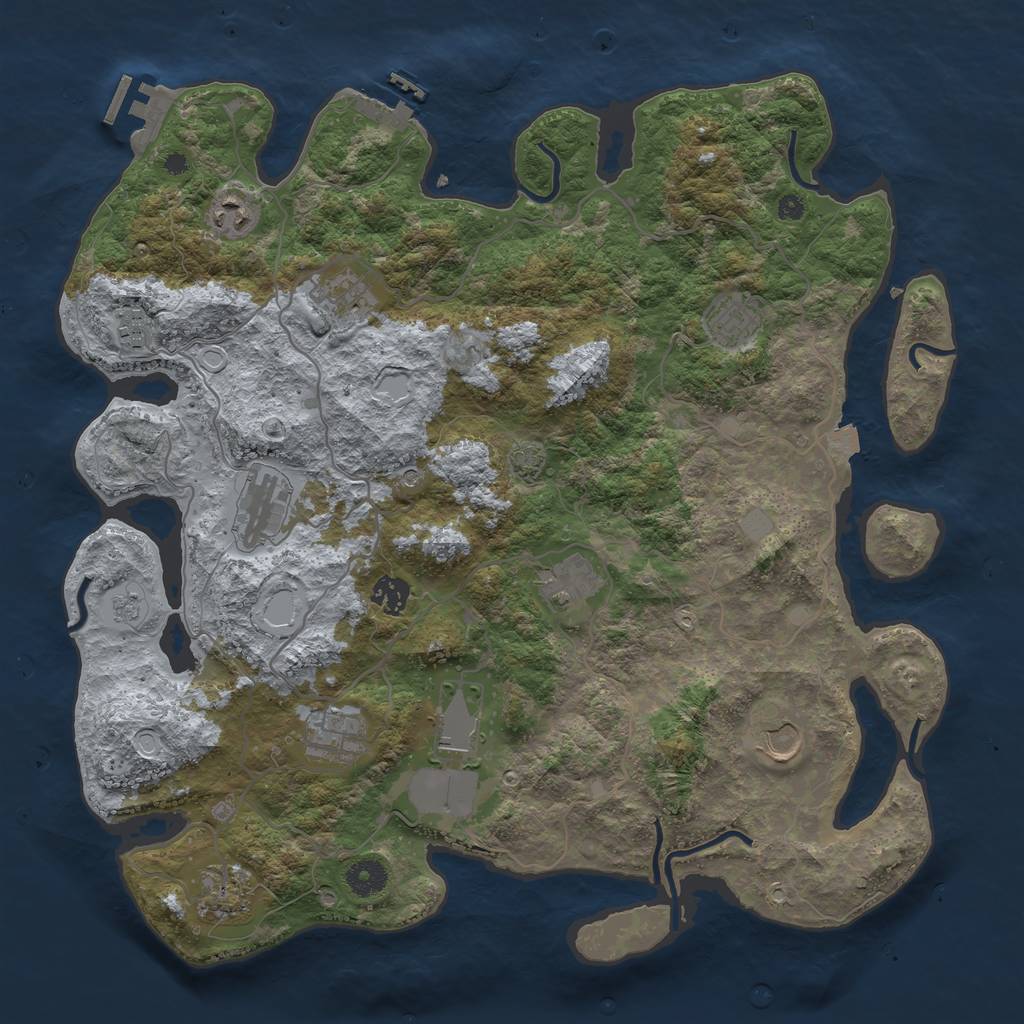 Rust Map: Procedural Map, Size: 4000, Seed: 2043001791, 19 Monuments