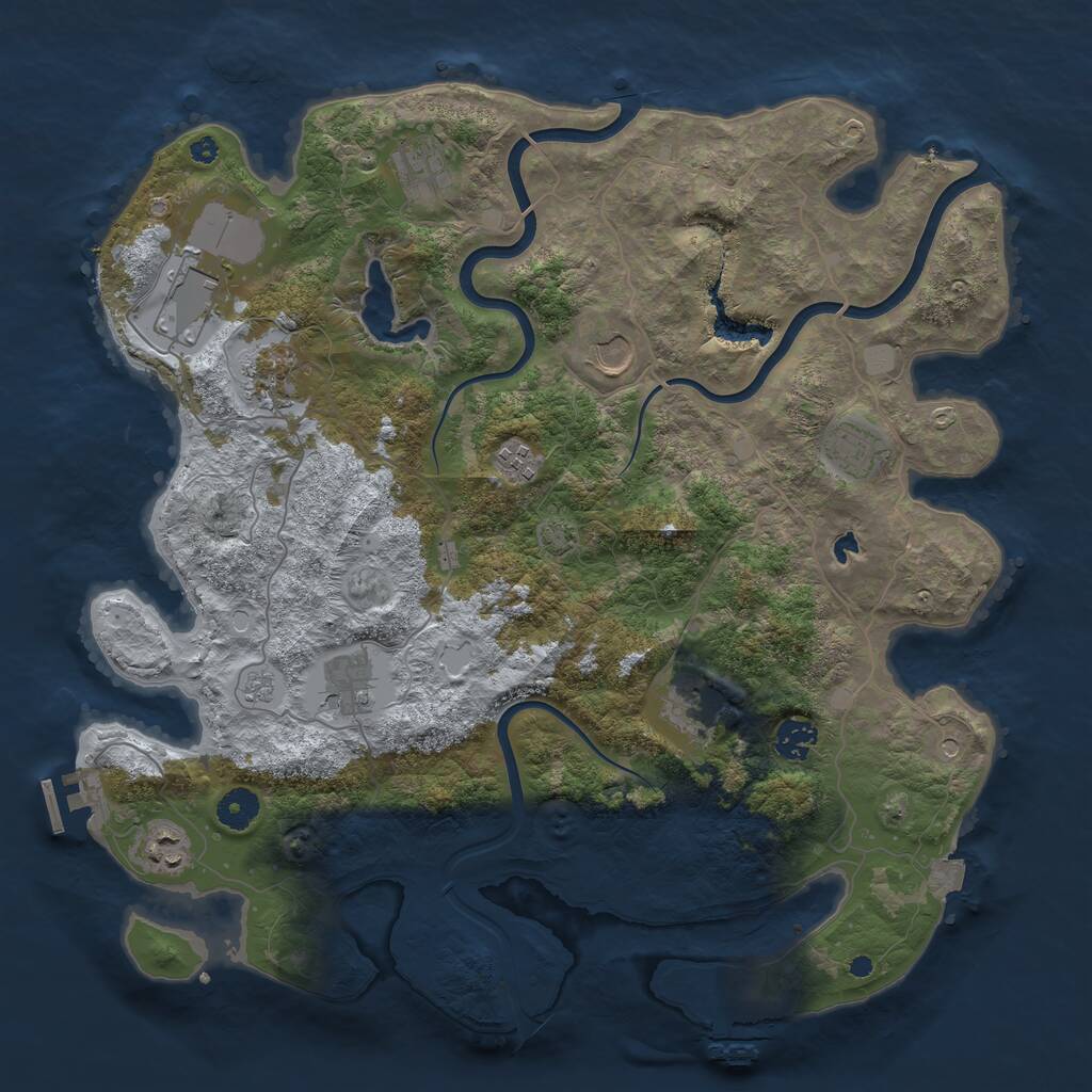 Rust Map: Procedural Map, Size: 4000, Seed: 389402540, 16 Monuments