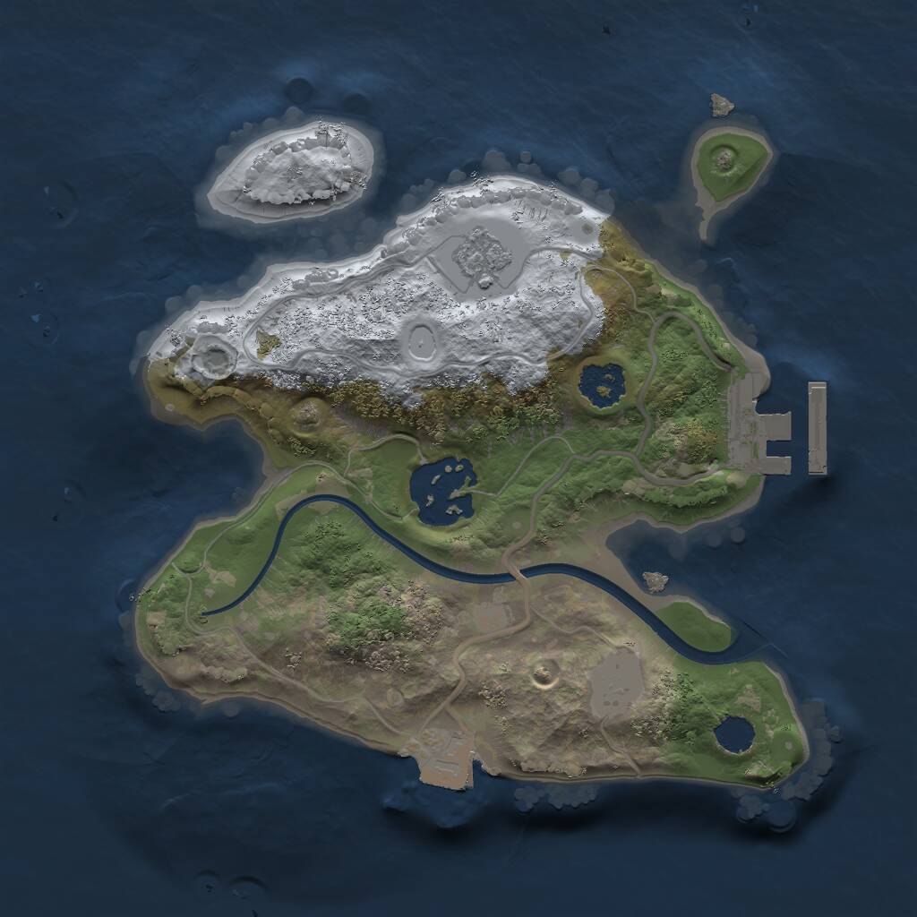 Rust Map: Procedural Map, Size: 2000, Seed: 1838395534, 4 Monuments