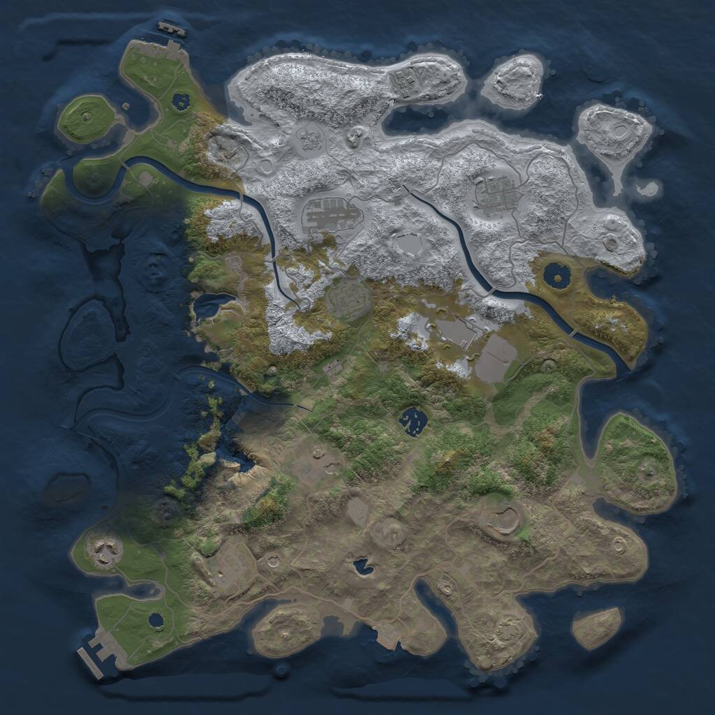 Rust Map: Procedural Map, Size: 4000, Seed: 19845, 16 Monuments