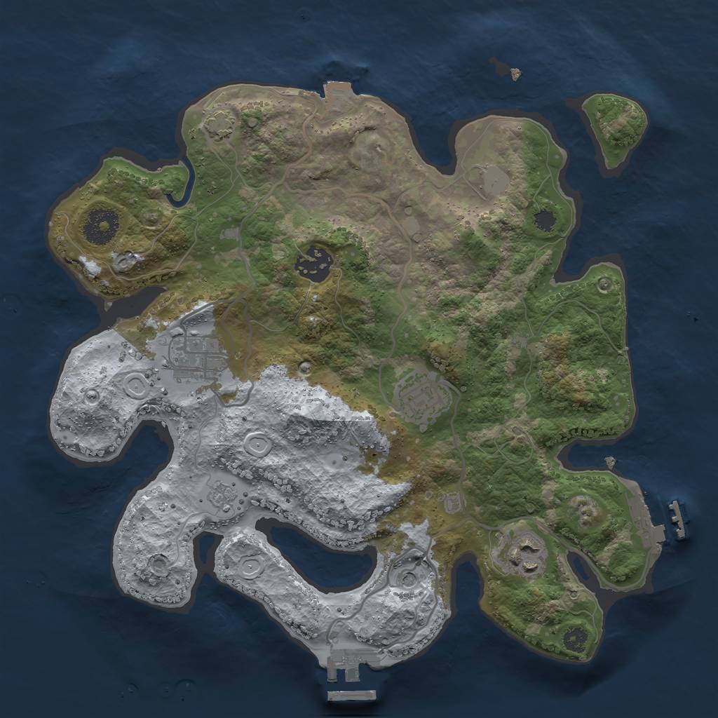 Rust Map: Procedural Map, Size: 3000, Seed: 595019182, 12 Monuments