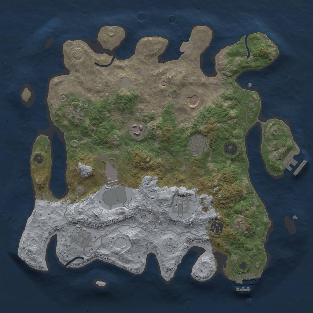 Rust Map: Procedural Map, Size: 3500, Seed: 1068046125, 16 Monuments