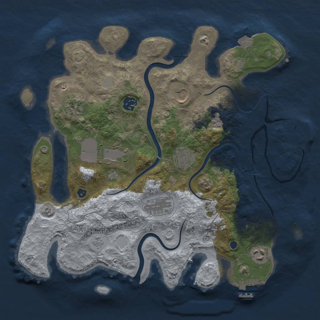 Rust Map: Procedural Map, Size: 3500, Seed: 1068046125, 14 Monuments