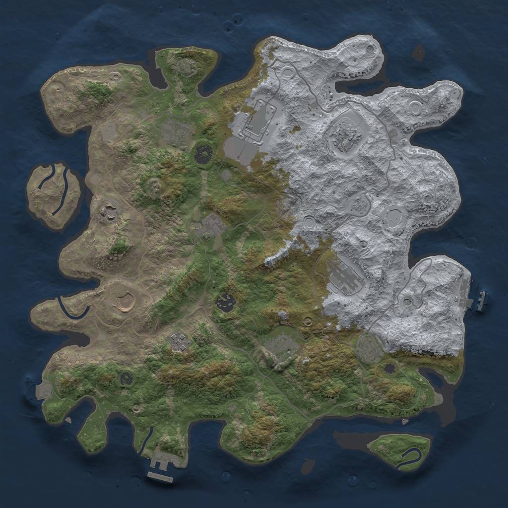 Rust Map: Procedural Map, Size: 4000, Seed: 2145055184, 19 Monuments