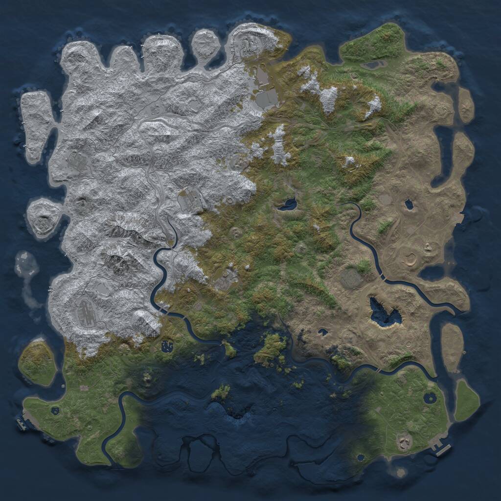Rust Map: Procedural Map, Size: 6000, Seed: 11118, 17 Monuments