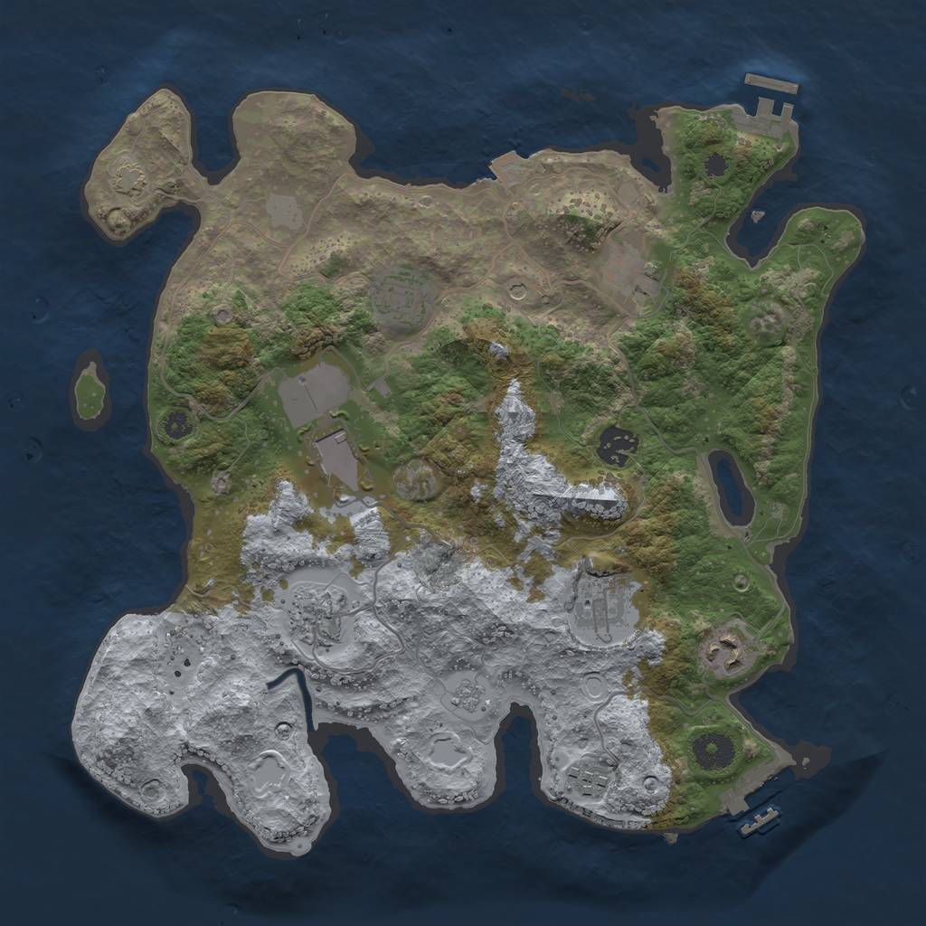 Rust Map: Procedural Map, Size: 3500, Seed: 1688235960, 16 Monuments
