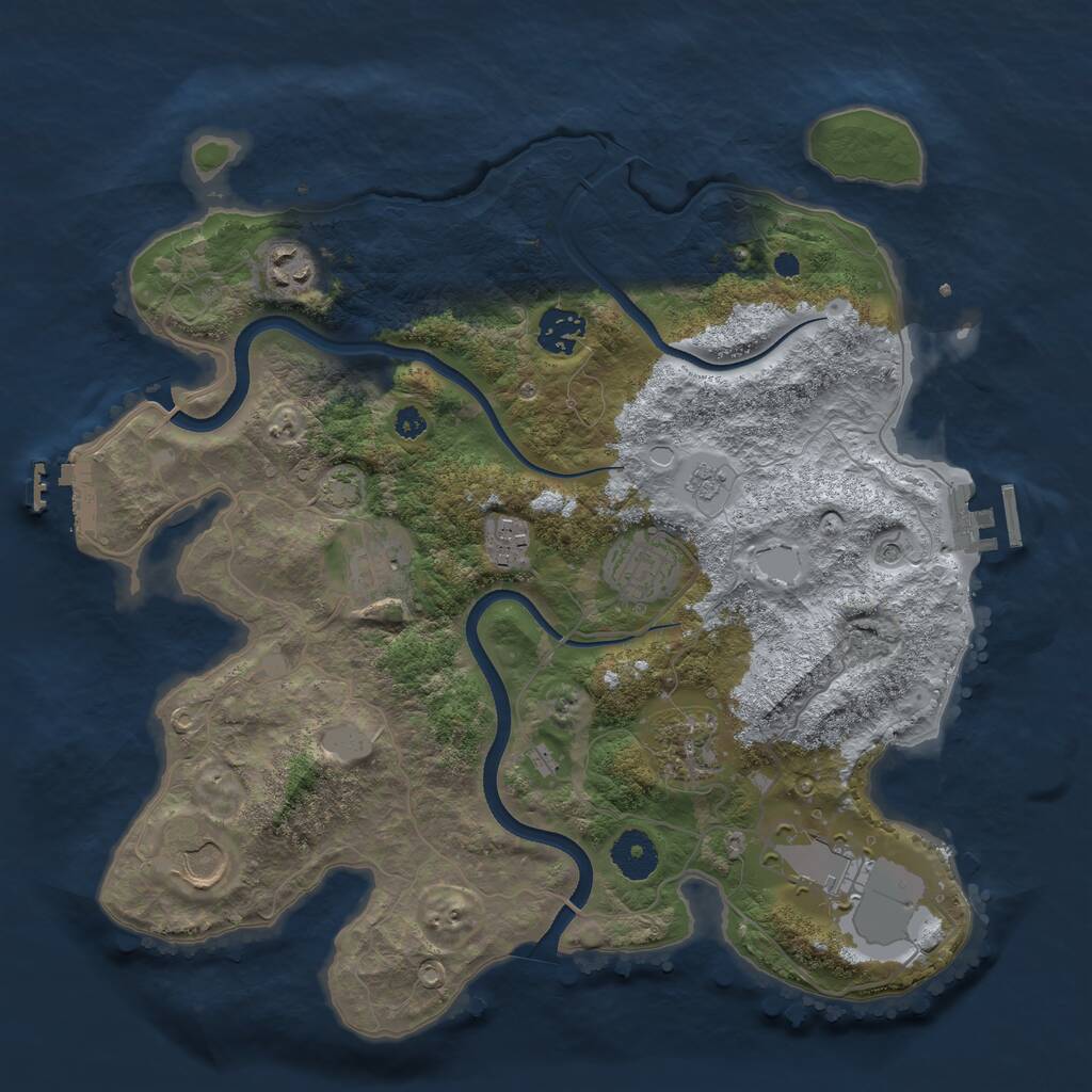 Rust Map: Procedural Map, Size: 3500, Seed: 1739933303, 14 Monuments