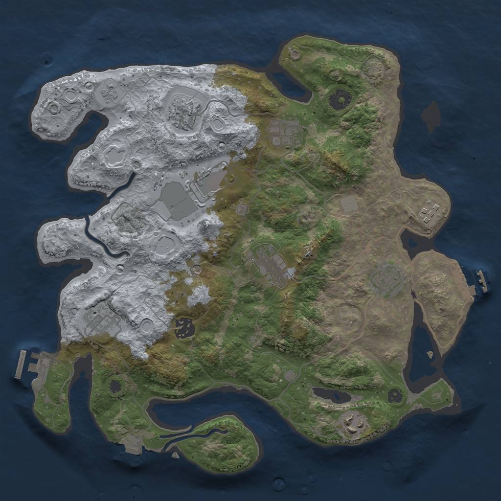 Rust Map: Procedural Map, Size: 3500, Seed: 2059431108, 17 Monuments