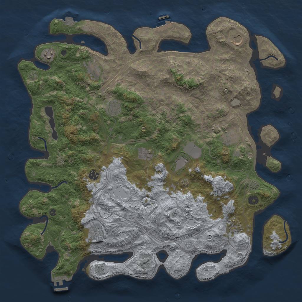 Rust Map: Procedural Map, Size: 4500, Seed: 120548797, 19 Monuments