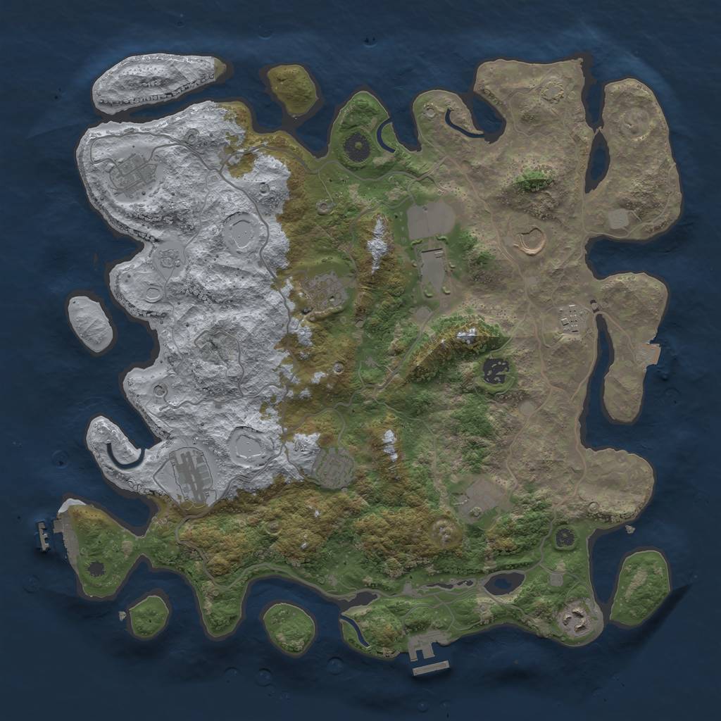 Rust Map: Procedural Map, Size: 4000, Seed: 48353668, 18 Monuments