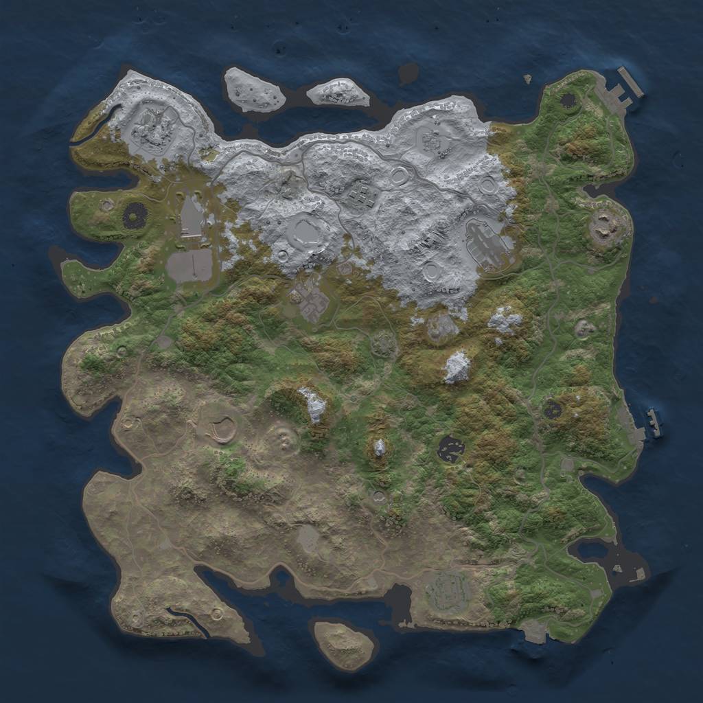 Rust Map: Procedural Map, Size: 4000, Seed: 1294779853, 17 Monuments