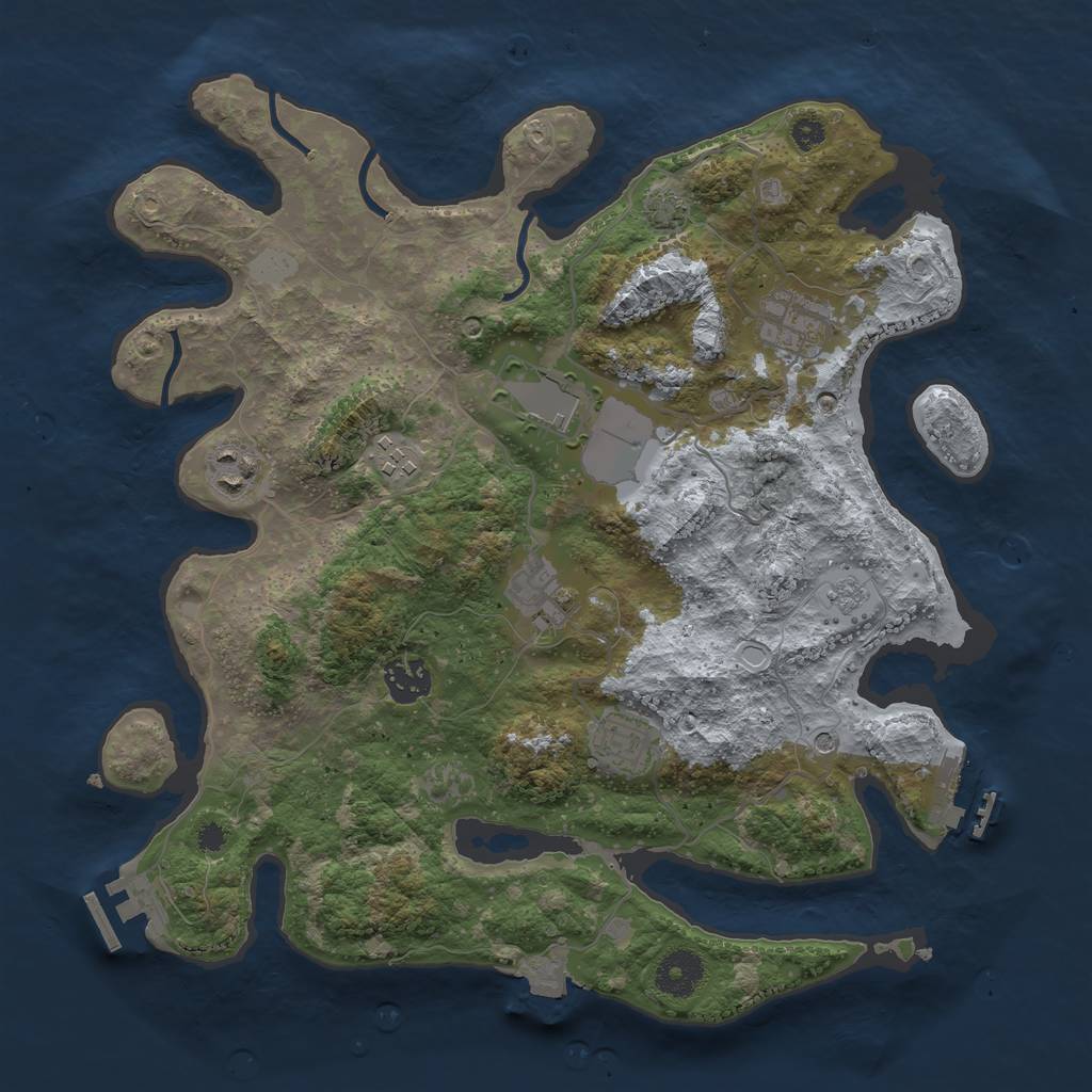 Rust Map: Procedural Map, Size: 3500, Seed: 704, 15 Monuments