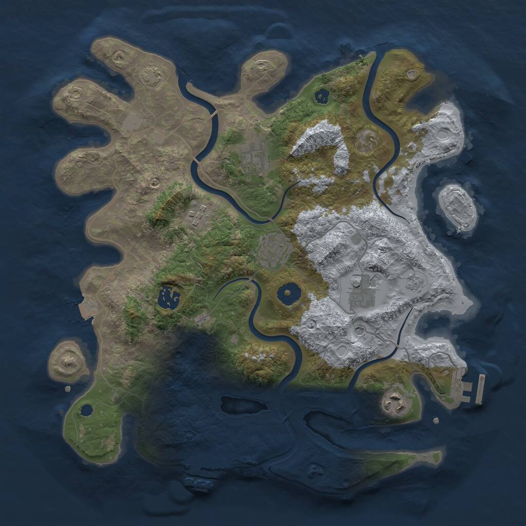 Rust Map: Procedural Map, Size: 3500, Seed: 704, 12 Monuments