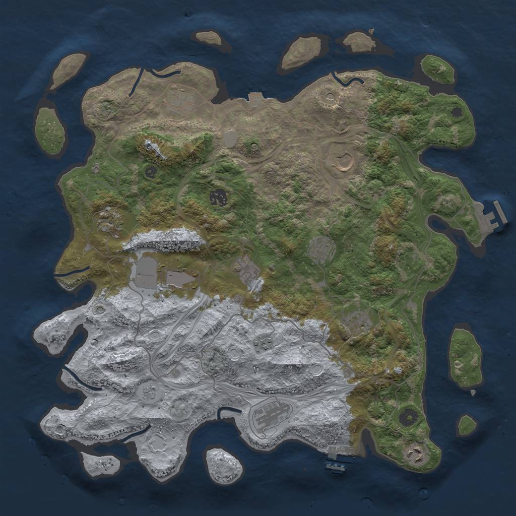 Rust Map: Procedural Map, Size: 4250, Seed: 327127402, 19 Monuments