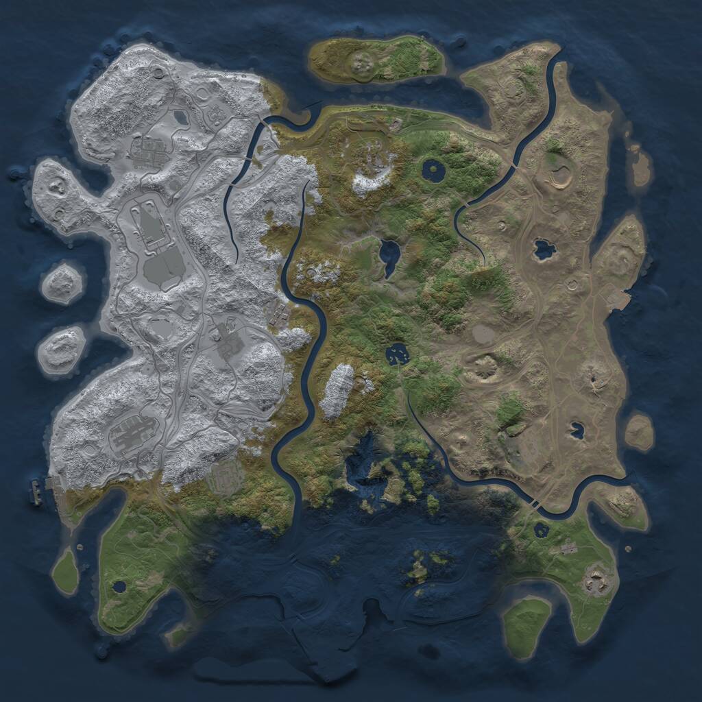 Rust Map: Procedural Map, Size: 4500, Seed: 81860646, 17 Monuments