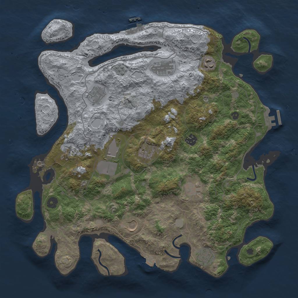 Rust Map: Procedural Map, Size: 4000, Seed: 1135781672, 19 Monuments