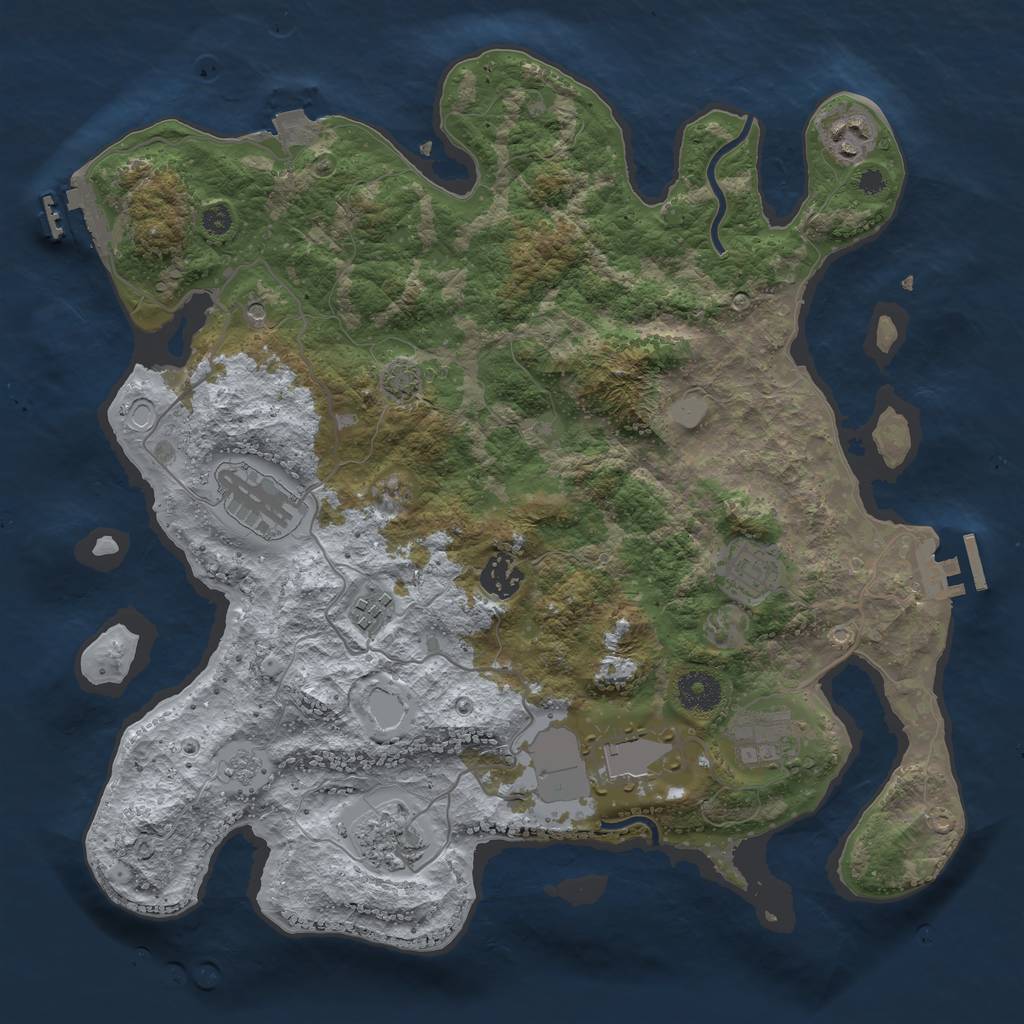 Rust Map: Procedural Map, Size: 3600, Seed: 1817029388, 16 Monuments