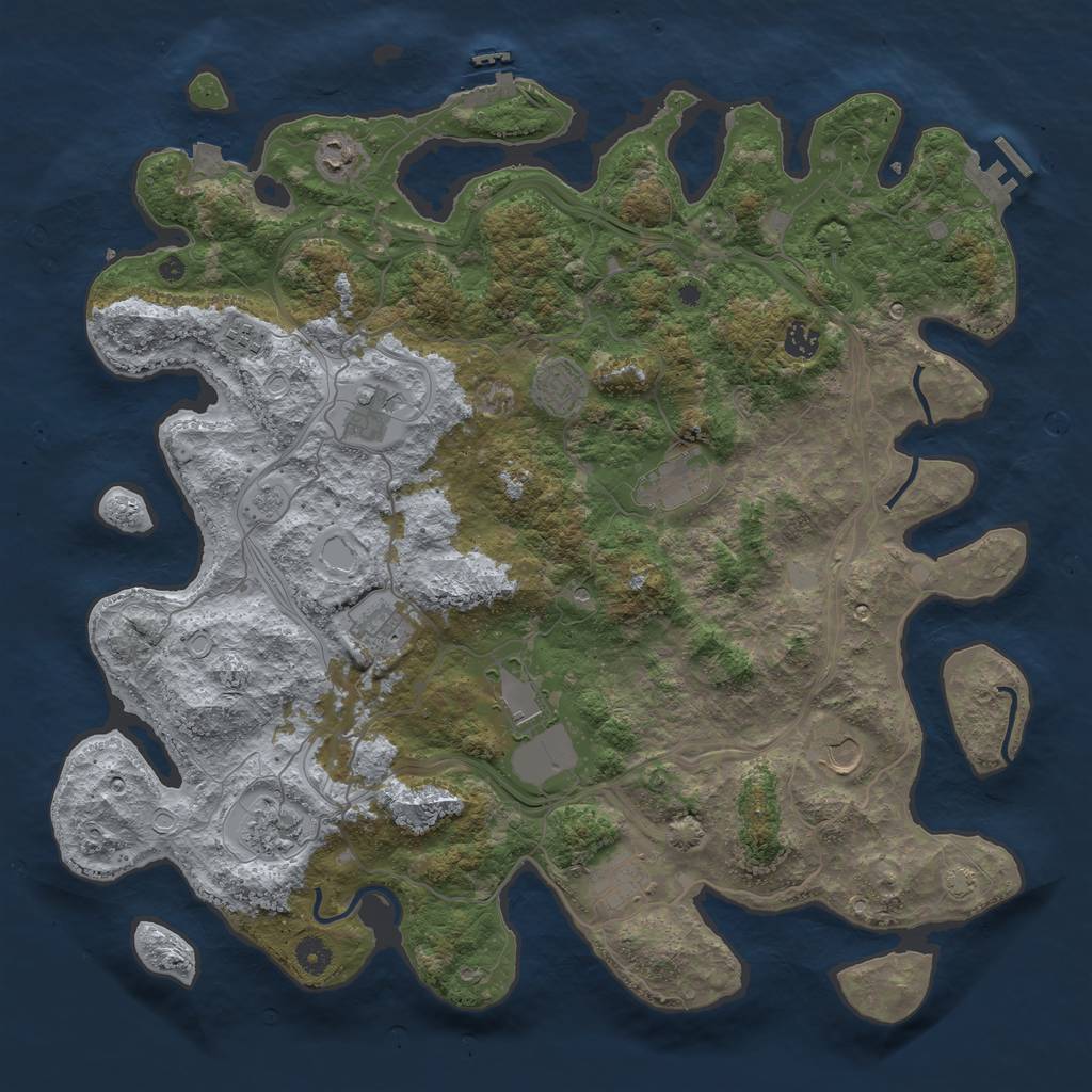 Rust Map: Procedural Map, Size: 4500, Seed: 1546938158, 19 Monuments