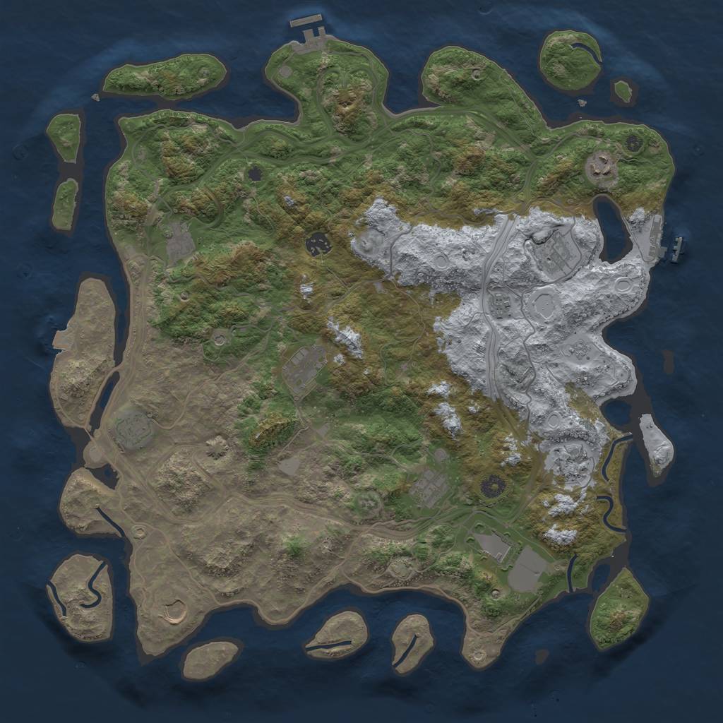 Rust Map: Procedural Map, Size: 4500, Seed: 71413, 19 Monuments