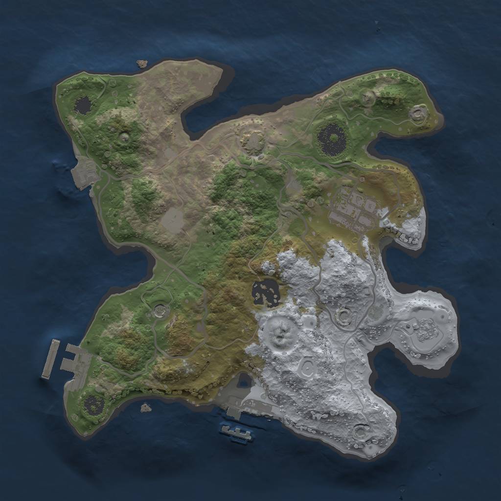 Rust Map: Procedural Map, Size: 2500, Seed: 358055072, 10 Monuments