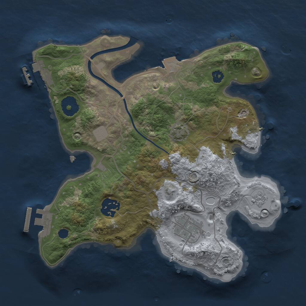 Rust Map: Procedural Map, Size: 2500, Seed: 358055072, 7 Monuments