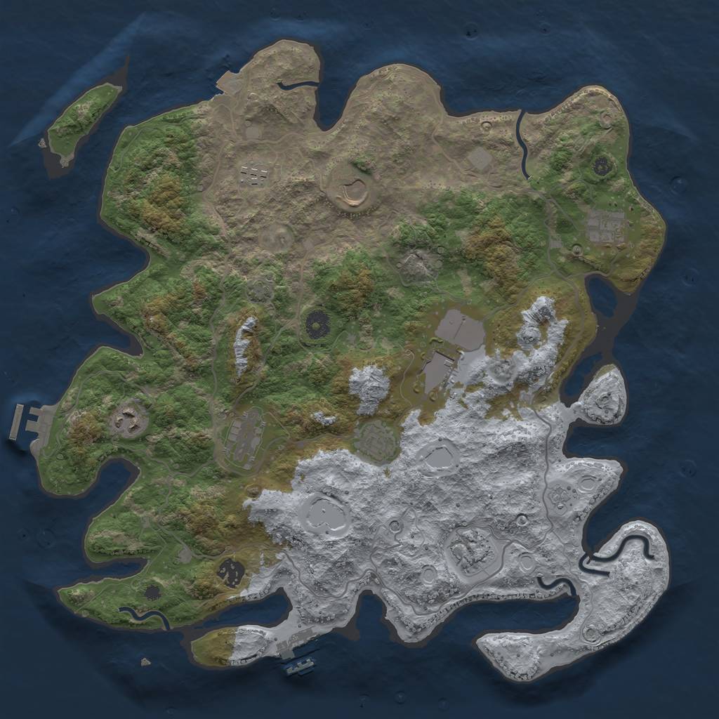 Rust Map: Procedural Map, Size: 4000, Seed: 9995555, 17 Monuments