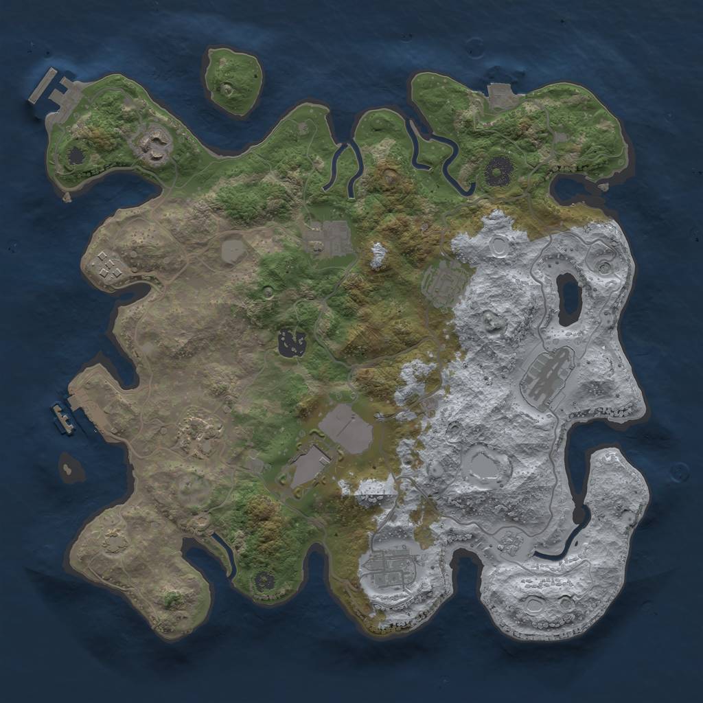 Rust Map: Procedural Map, Size: 3500, Seed: 2051902788, 17 Monuments