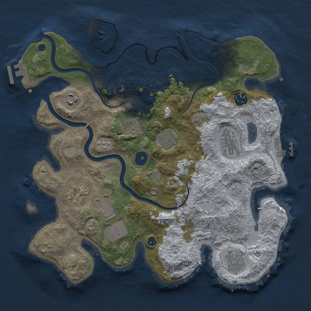 Rust Map: Procedural Map, Size: 3500, Seed: 2051902788, 15 Monuments