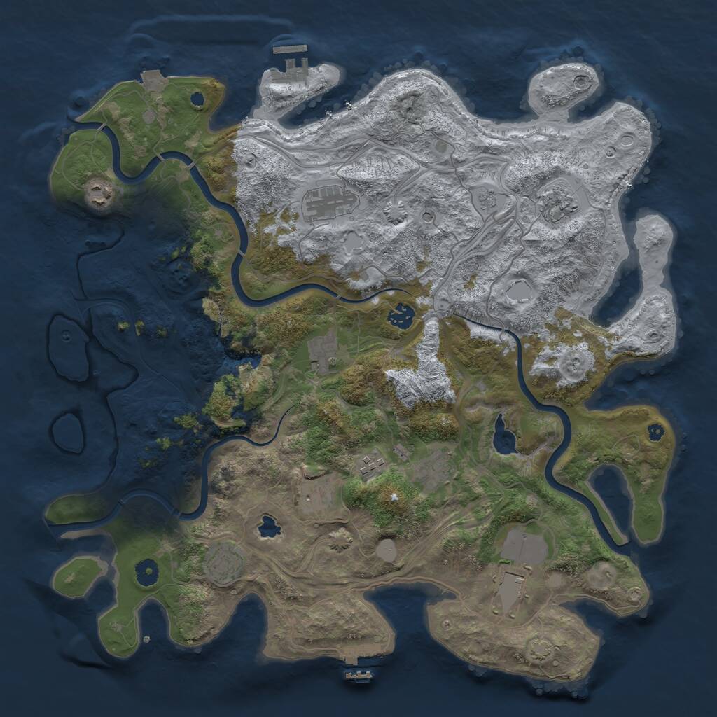 Rust Map: Procedural Map, Size: 4250, Seed: 1884789860, 16 Monuments