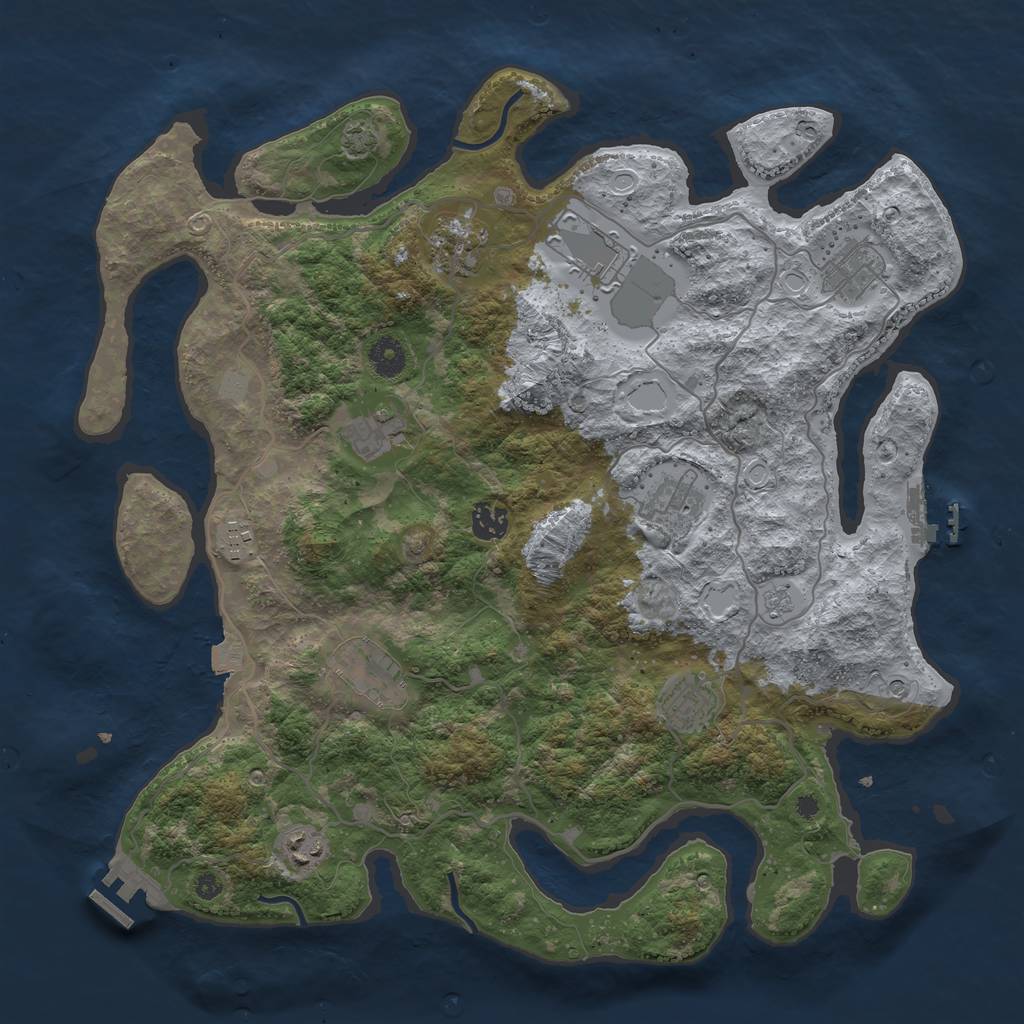 Rust Map: Procedural Map, Size: 4000, Seed: 2092270636, 18 Monuments