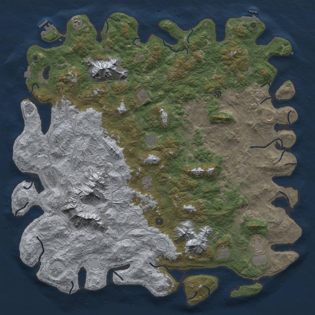 Rust Map: Procedural Map, Size: 6000, Seed: 648469739, 19 Monuments