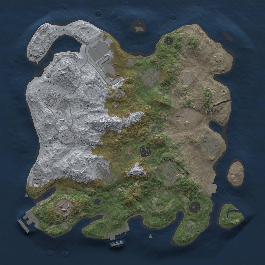 Rust Map: Procedural Map, Size: 3500, Seed: 329505639, 17 Monuments