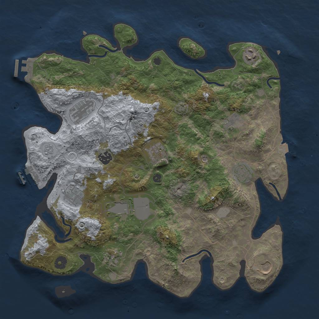 Rust Map: Procedural Map, Size: 3750, Seed: 709975396, 19 Monuments