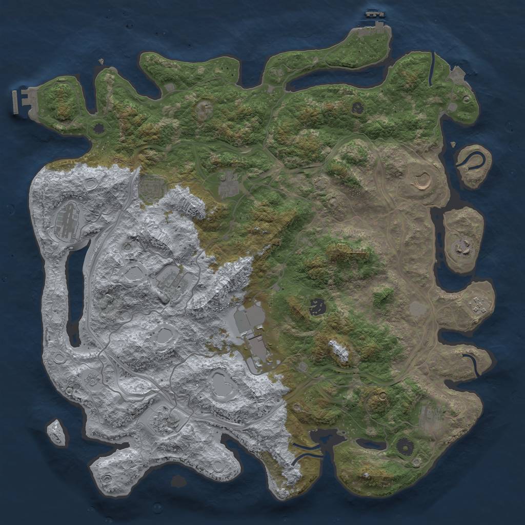 Rust Map: Procedural Map, Size: 4500, Seed: 1543205790, 19 Monuments