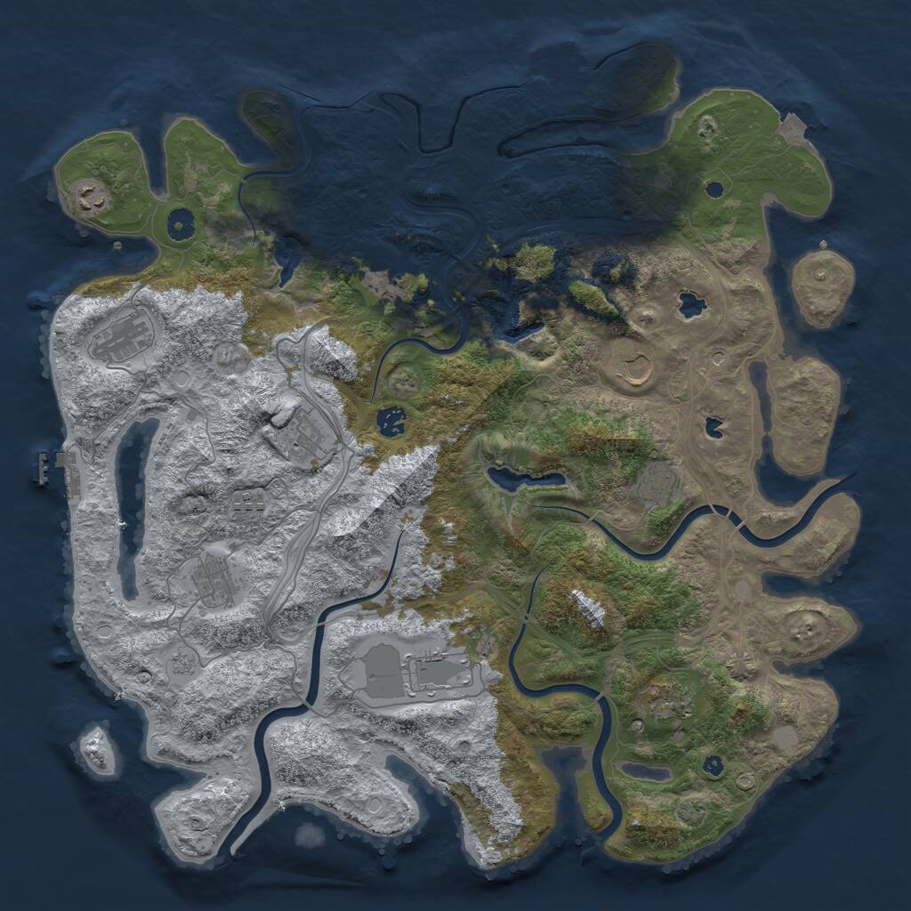 Rust Map: Procedural Map, Size: 4500, Seed: 1543205790, 17 Monuments