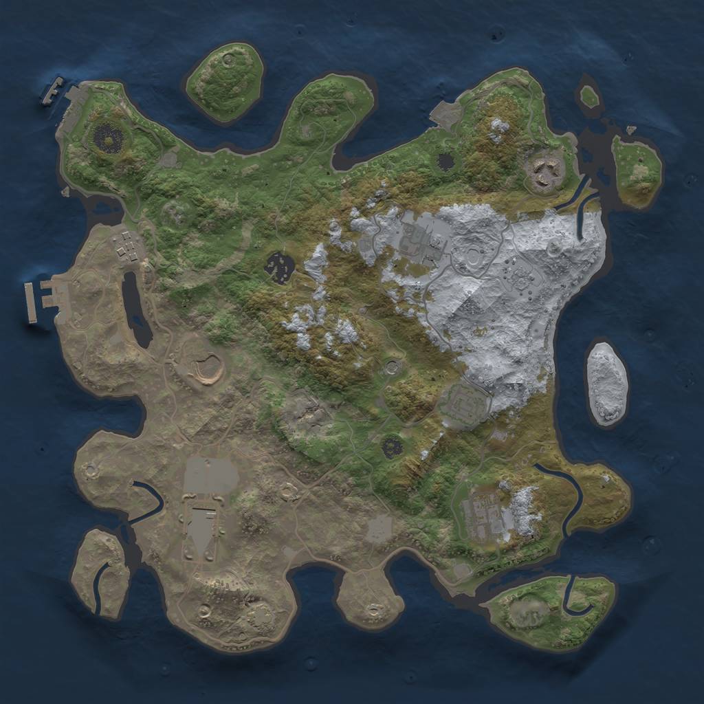 Rust Map: Procedural Map, Size: 3500, Seed: 723098664, 16 Monuments