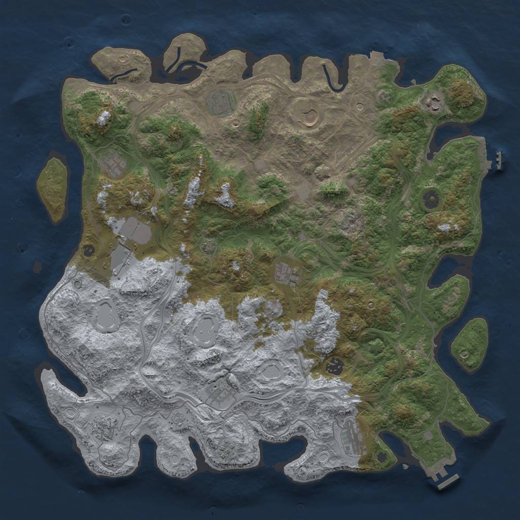 Rust Map: Procedural Map, Size: 4500, Seed: 1851919733, 19 Monuments