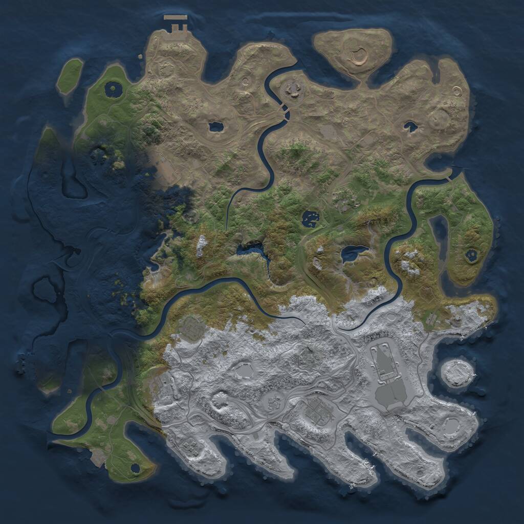 Rust Map: Procedural Map, Size: 4500, Seed: 2004838786, 18 Monuments