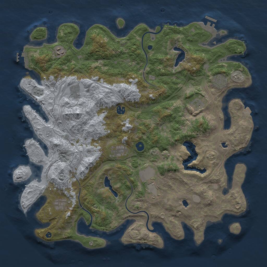 Rust Map: Procedural Map, Size: 4500, Seed: 1295477438, 17 Monuments
