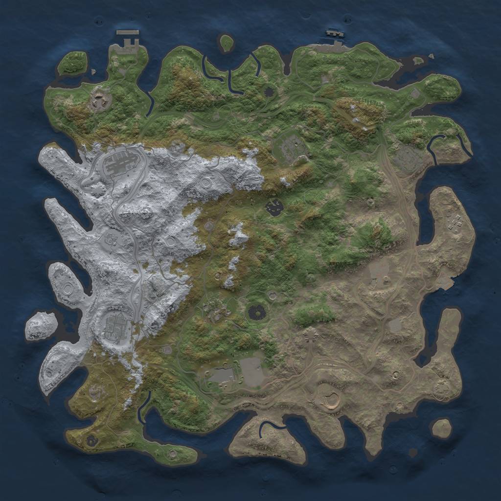 Rust Map: Procedural Map, Size: 4500, Seed: 1295477438, 19 Monuments