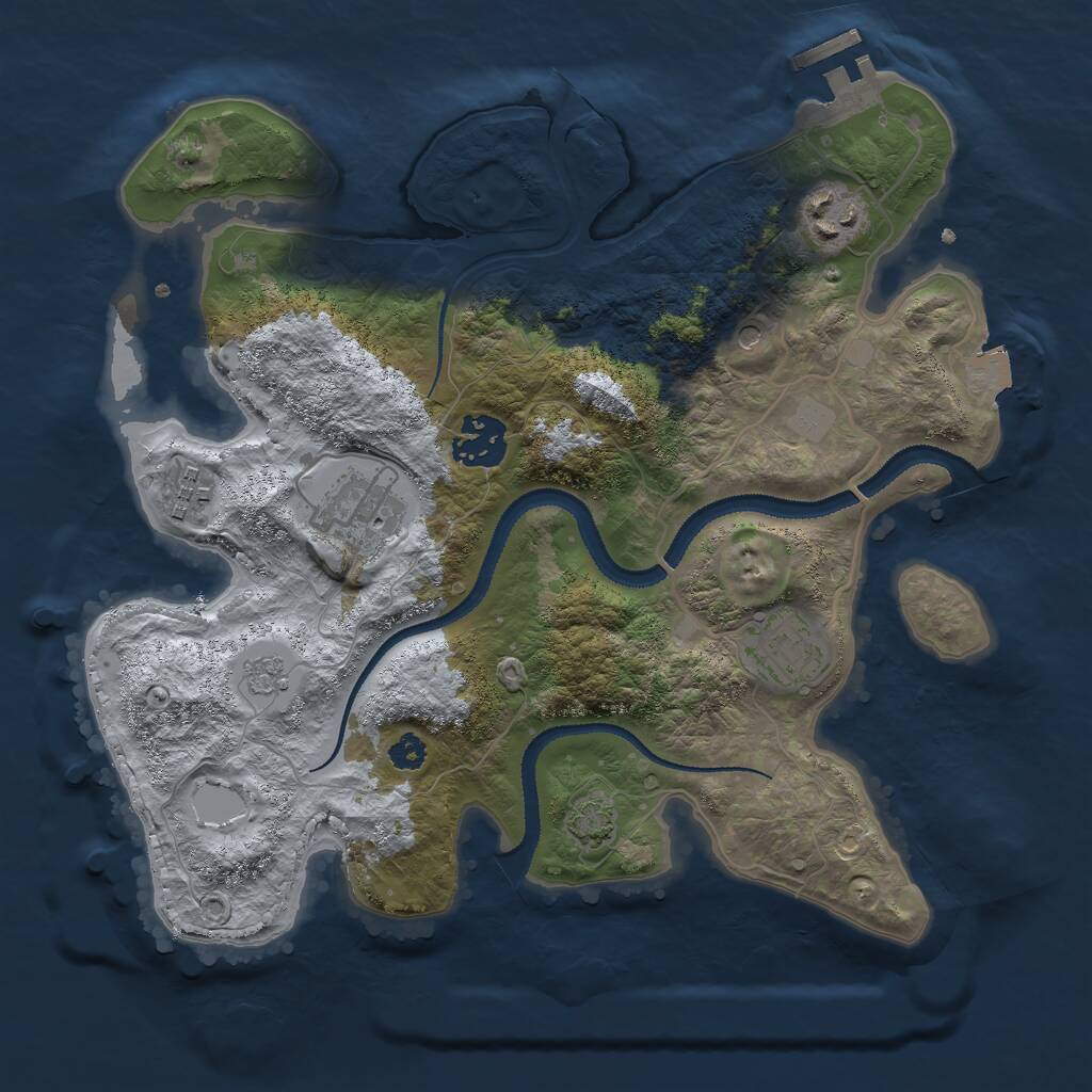 Rust Map: Procedural Map, Size: 3000, Seed: 1710257678, 10 Monuments