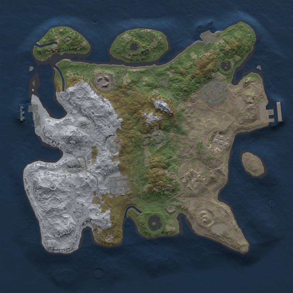 Rust Map: Procedural Map, Size: 3000, Seed: 1710257678, 13 Monuments