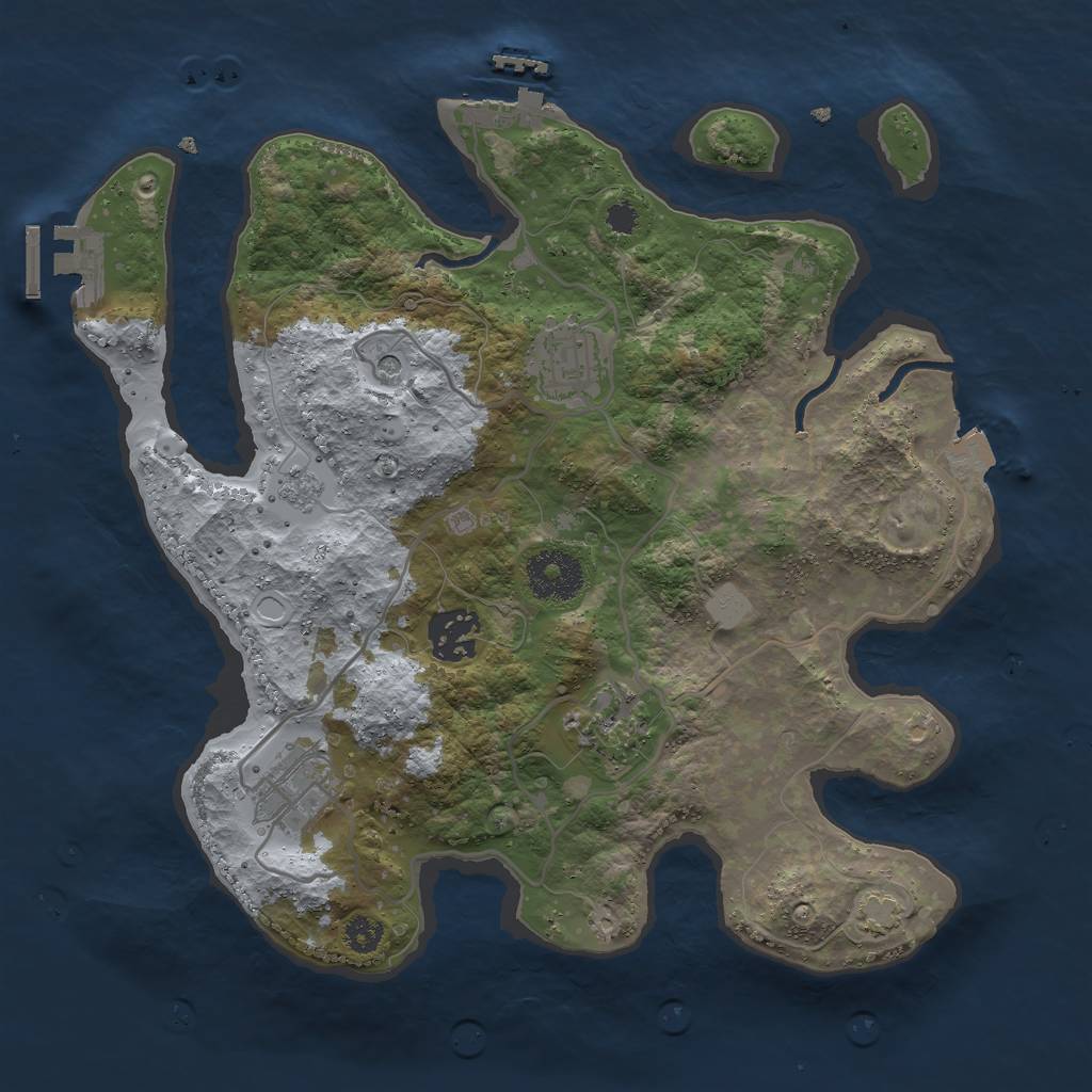 Rust Map: Procedural Map, Size: 3000, Seed: 958429971, 12 Monuments