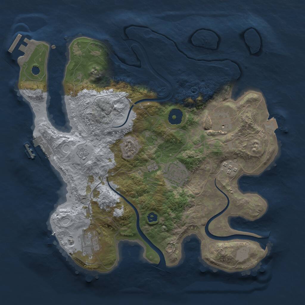 Rust Map: Procedural Map, Size: 3000, Seed: 958429971, 8 Monuments