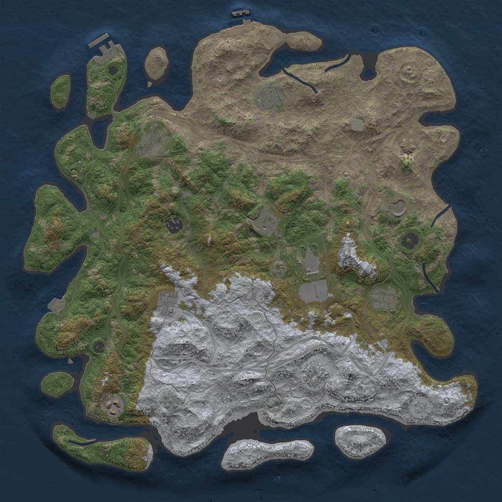 Rust Map: Procedural Map, Size: 4500, Seed: 1459383830, 19 Monuments