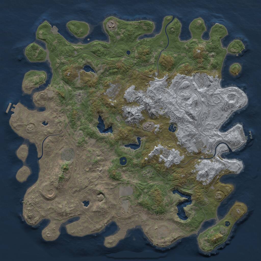 Rust Map: Procedural Map, Size: 5000, Seed: 648253, 17 Monuments